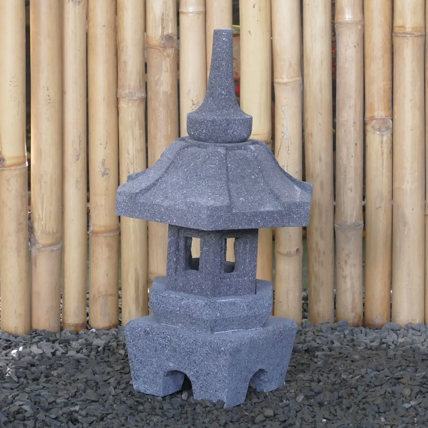  Product image 3 of the product “Japanese style Garden Lantern, made from Andesit Stone. Multipart. 50 cm Height, Roof is 30 cm width. ”